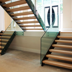 commercial build metal solid wooden indoor prefabricated stairs