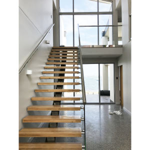 Prefabricated Stairs Outdoor Steps s.s304 Handrails Glass Railing Straight Staircase