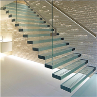 Hot sale Glass railing designs floating staircase for apartment