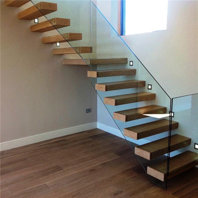 Floating steel wood staircase indoor stairs