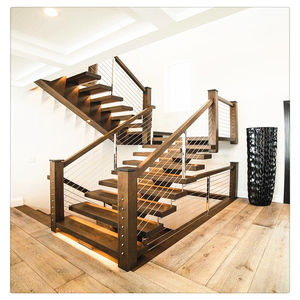 beam straight stairs Interior staircase with Wood Tread