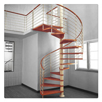 Modern Big Round Spiral Ngazi Steel Staircase Curved Wooden Stair