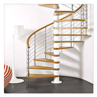 Indoor/Outdoor wood semi straight spiral stairs/Metal staircases grill design