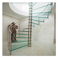 interior spiral staircase aluminum small column handrail wood staircase