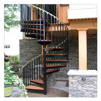 High quality best selling Glass spiral stair/led step wooden staircase