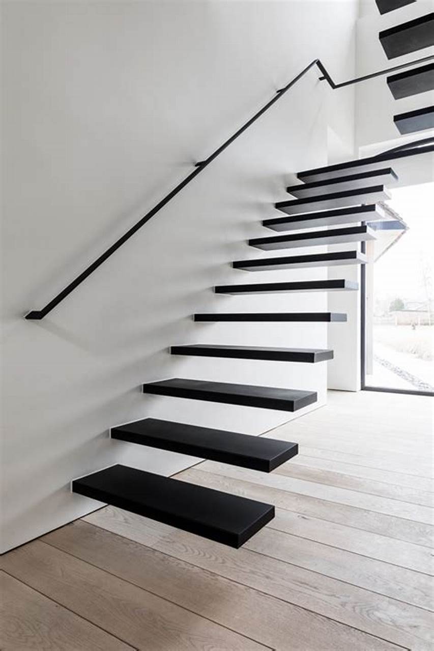 Modern Wood Floating Staircase Cantilevered Stairs